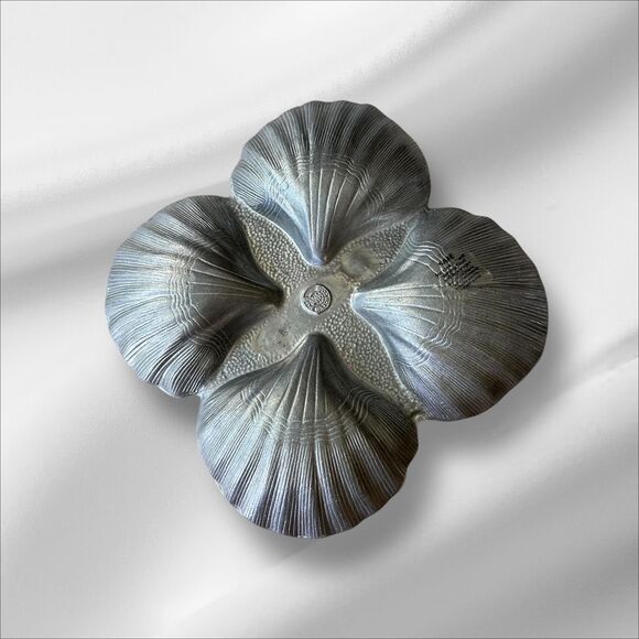 VINTAGE Wilton Armetale 4-Part Lobster Shell Dish | QUAD Clamshell Serving Tray - Picture 2 of 4